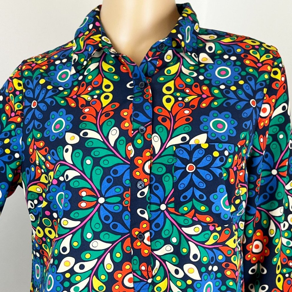 Merona Mod Popover Tunic Top - M - Retro Floral Paisley - Gifts for Women, Moms